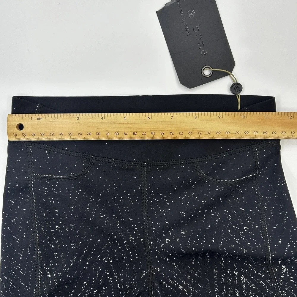 Rag & Bone Active Lawson Chevron Leggings Cropped Ankle Zip Size XS Black White - Picture 7 of 9